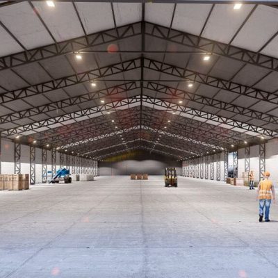 Fabricação e locação de galpões de lona GM Log, produzido pela GM Tendas Galpões, empresa especializada em galpões lonados para armazenagens industriais, logística e eventos, com sistemas de SPDA, iluminação, exaustão e climatização, projetados sob medida